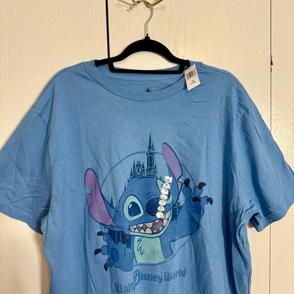 NWT. Walt Disney World Parks Stitch Cinderella Castle Adult Blue Shirt Size 2XL. - Picture 2 of 11